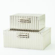 Global Views 9.92036 - Corrugated Bamboo Box-Nickel-Lg