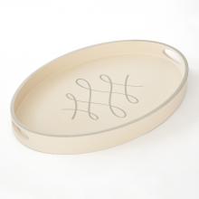 Global Views BB-008-003 - Script Oval Tray in Ivory