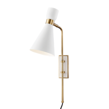 Mitzi by Hudson Valley Lighting HL295101-AGB/WH - Willa Plug-In Sconce