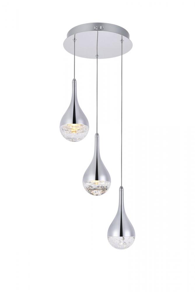 Amherst Collection LED 3-light chandelier 12in x 9in chrome finish