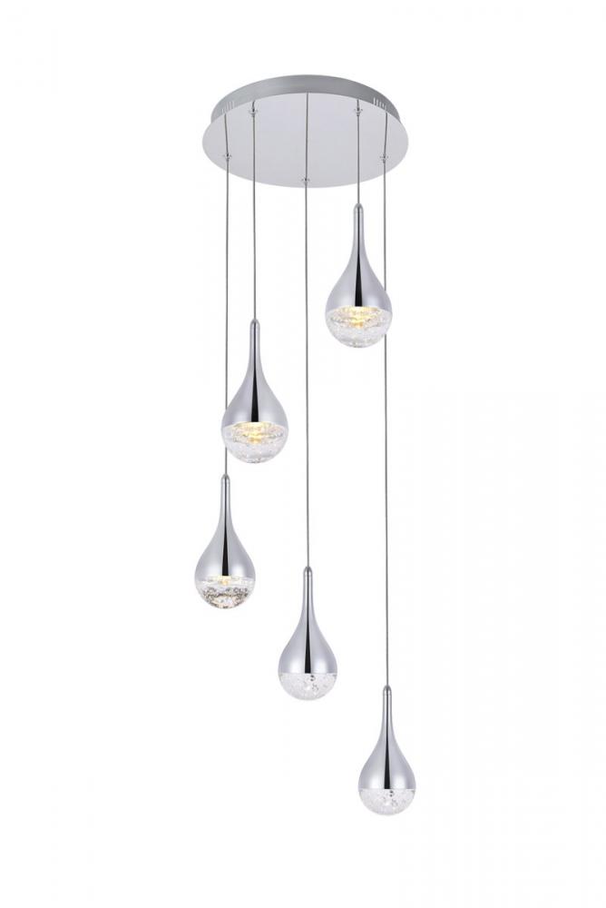 Amherst Collection LED 5-light chandelier 15in x 9in chrome finish