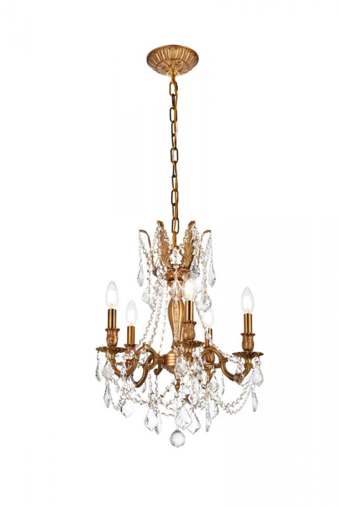 Rosalia 5 light French Gold Pendant Clear Royal Cut Crystal