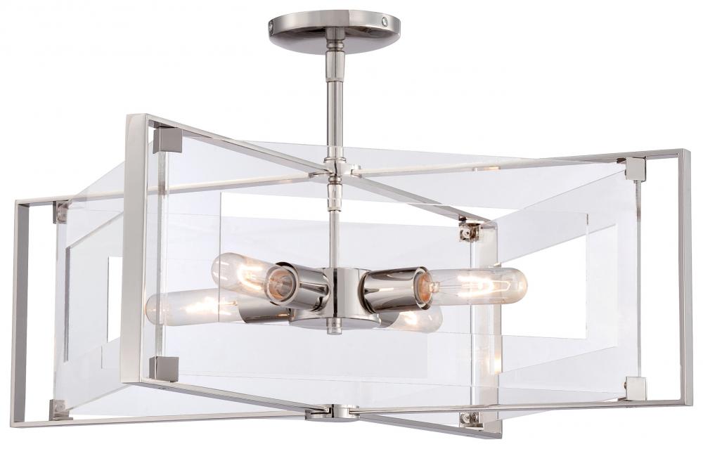 Crystal Clear - 4 Light Semi Flush