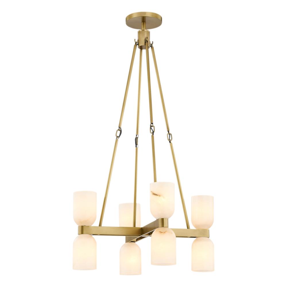 Lucian 22-in Vintage Brass/Alabaster 8 Lights Chandeliers