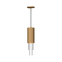 Alora Lighting PD502204AGCR - Bordeaux 4-in Aged Gold/Clear Ribbed Glass LED Pendant