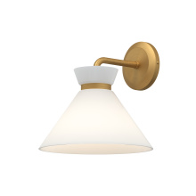 Alora Lighting WV470108BGGO - Halston 8-in Brushed Gold/Glossy Opal Glass 1 Light Wall/Vanity