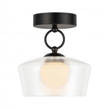 Alora Lighting SF443308MBCL-UNV - Leota 8-in Matte Black/Clear Glass LED Semi-Flush Mount