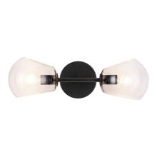 Alora Lighting WV548217MBCL - Willow 17-in Clear Glass/Matte Black 2 Lights Wall/Vanity