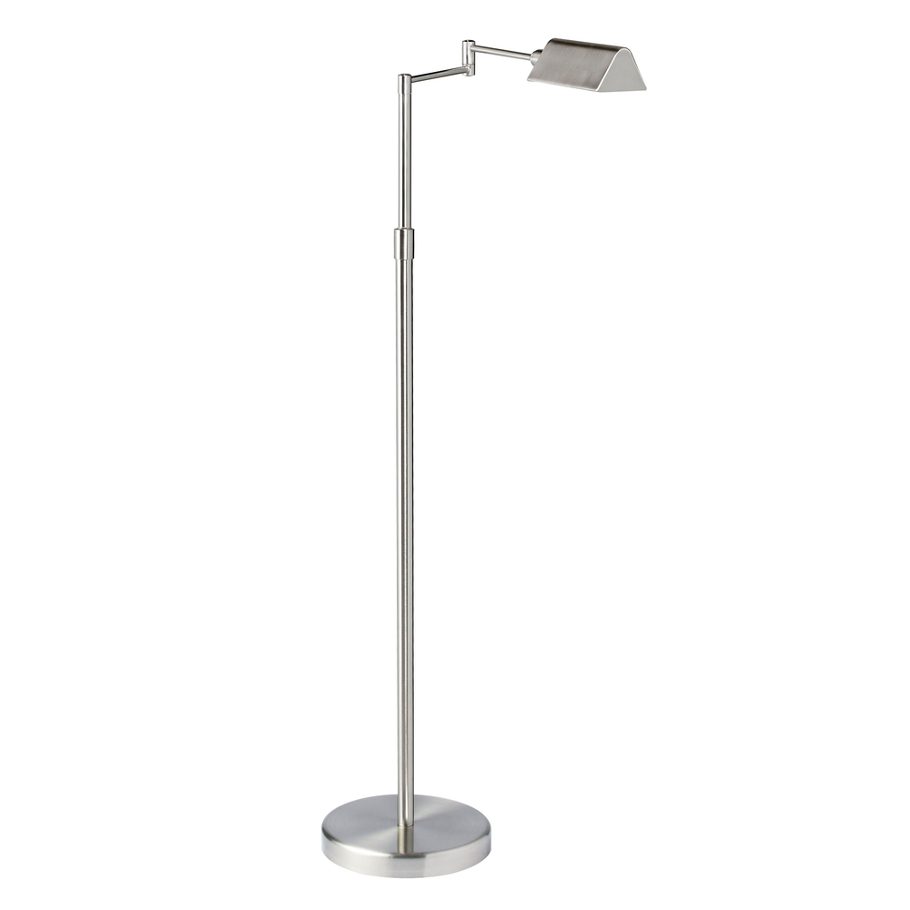 9W LED Swing Arm Floor Lamp, Satin Nickel Finish