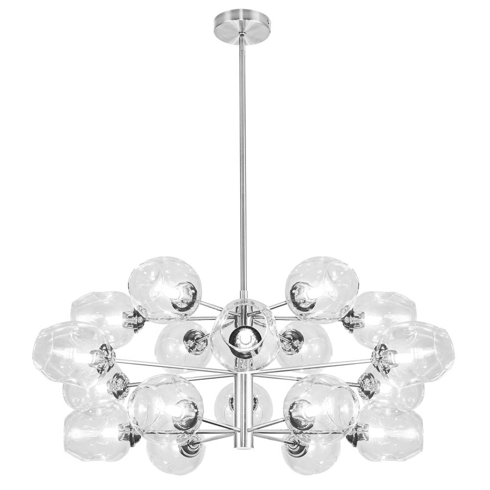 18 Light Halogen Chandelier Polished Chrome with Clear Glass