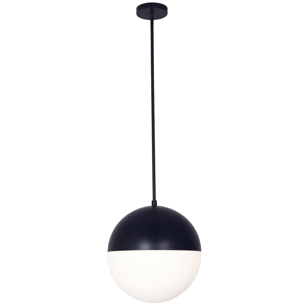 3LT Halogen Pendant, MB w/ WH Opal Glass