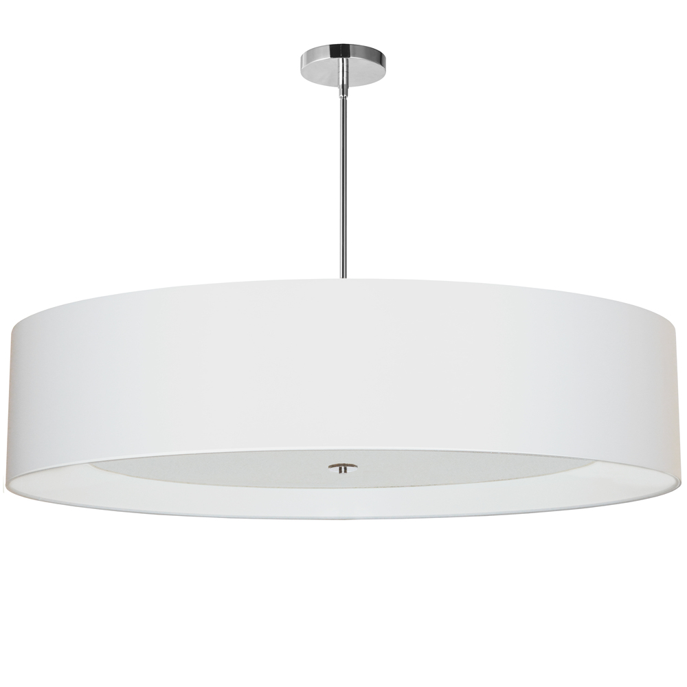 6 Light Polished Chrome Helena Pendant w/ White Shade and White Fabric Diffuser