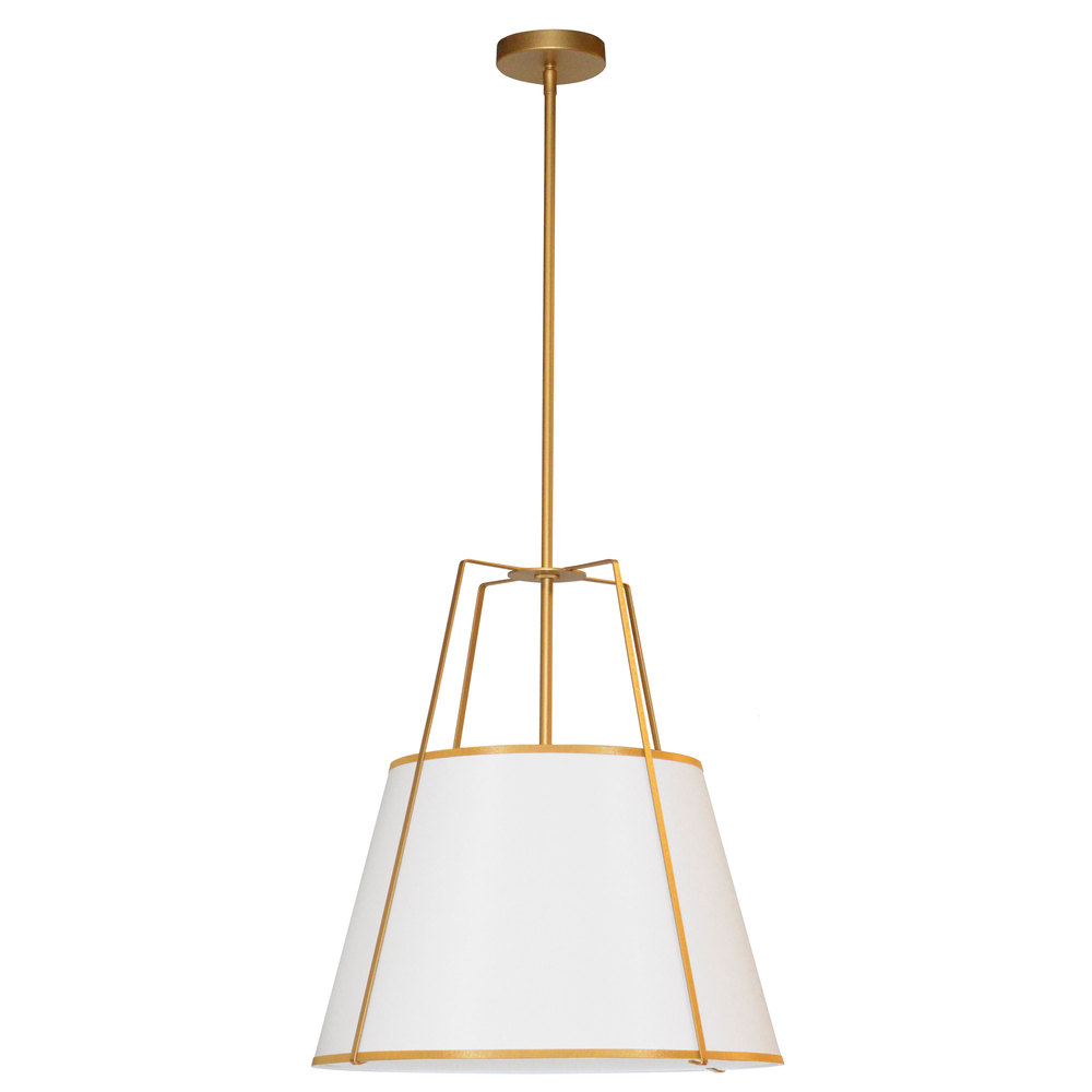 1 Light Trapezoid Pendant Gold frame and White Shade w/ 790 Diffuser