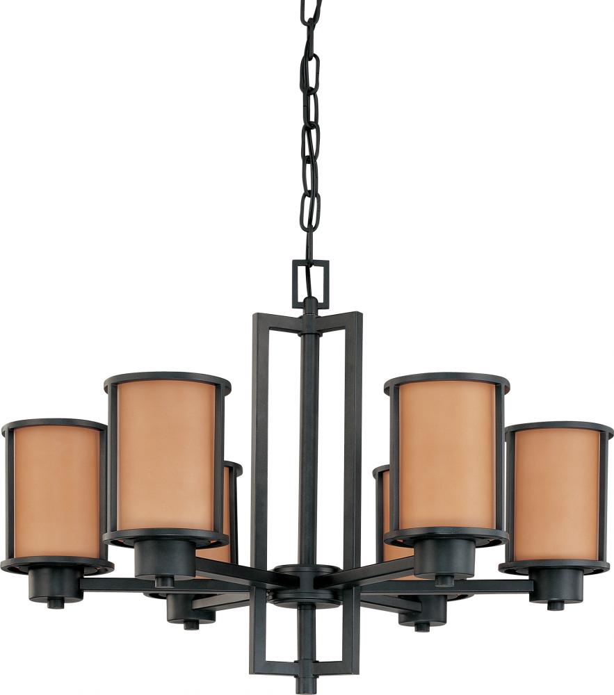 Odeon - 6 Light (convertible up/down) Chandelier w/ Parchment Glass