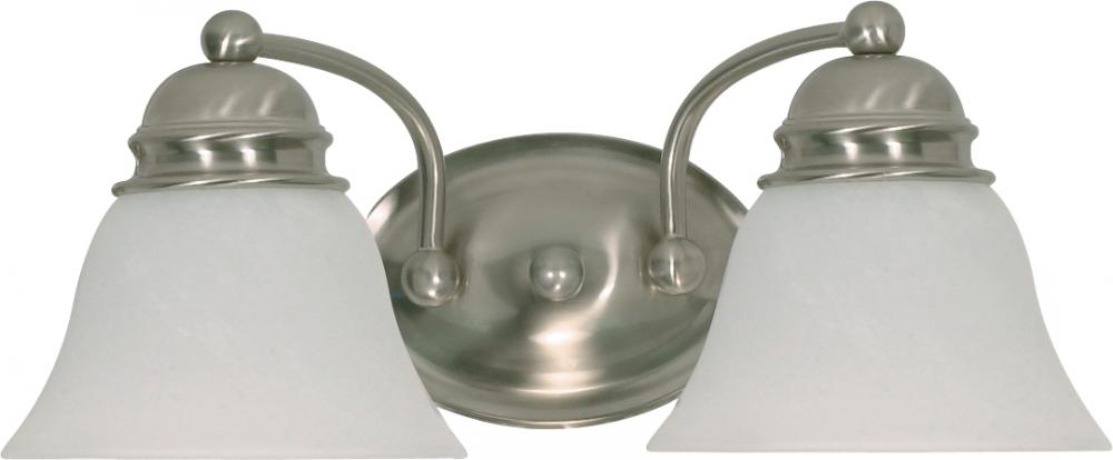 2-Light Vanity Light Fixture in Brushed Nickel Finish with Alabaster Glass and (2) 13W GU24 Lamps