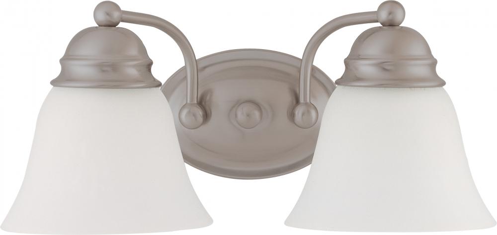 2-Light Vanity Fixture in Brushed Nickel Finish with Frosted White Glass and (2) 13W GU24 Lamps