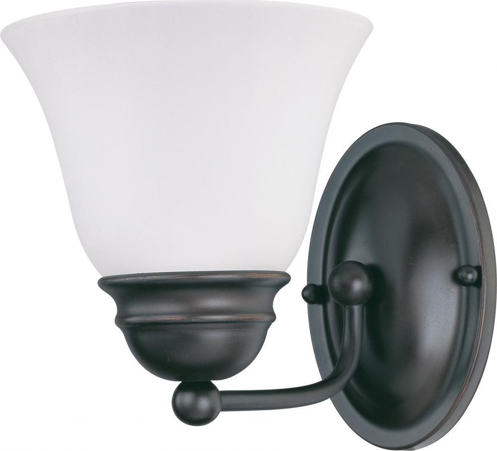 1-Light Vanity Light Fixture in Mahogany Bronze Finish with Frosted Glass and (1) 13W GU24 Lamp