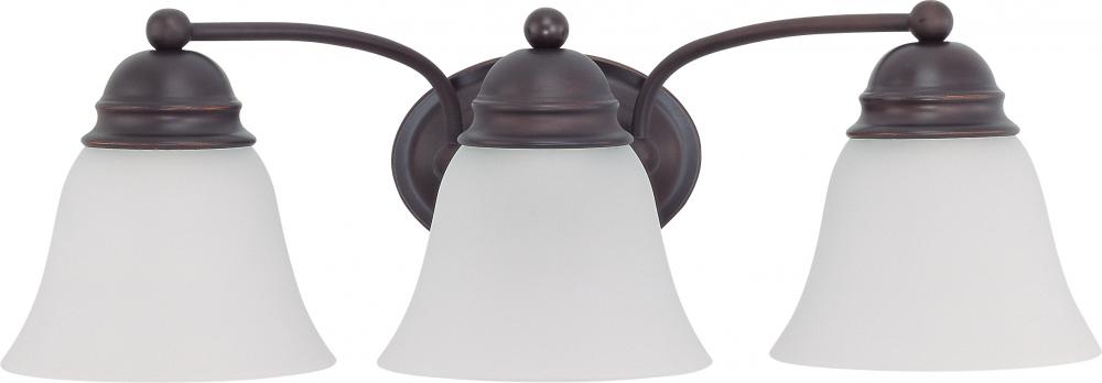 3-Light Vanity Light Fixture in Mahogany Bronze Finish with Frosted Glass and (3) 13W GU24 Lamps