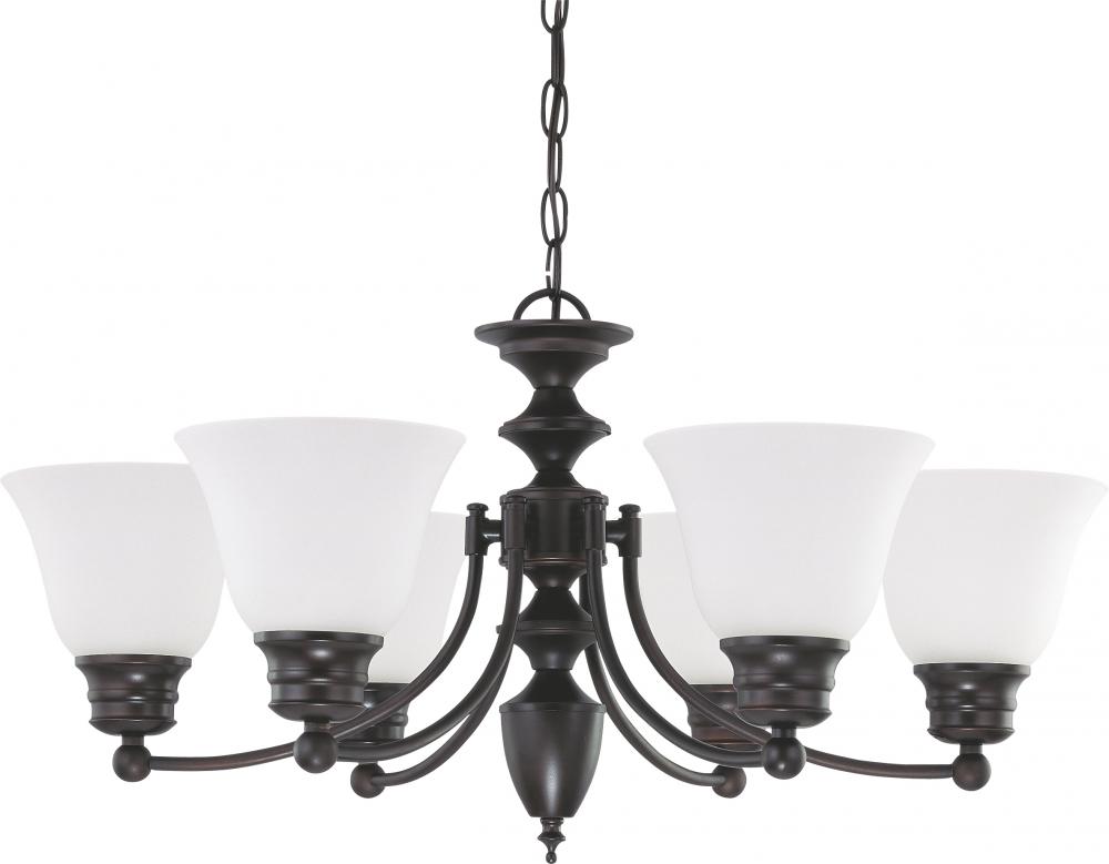 6-Light Chandelier in Mahogany Bronze Finish with Frosted Glass and (6) 13W GU24 Lamps Included