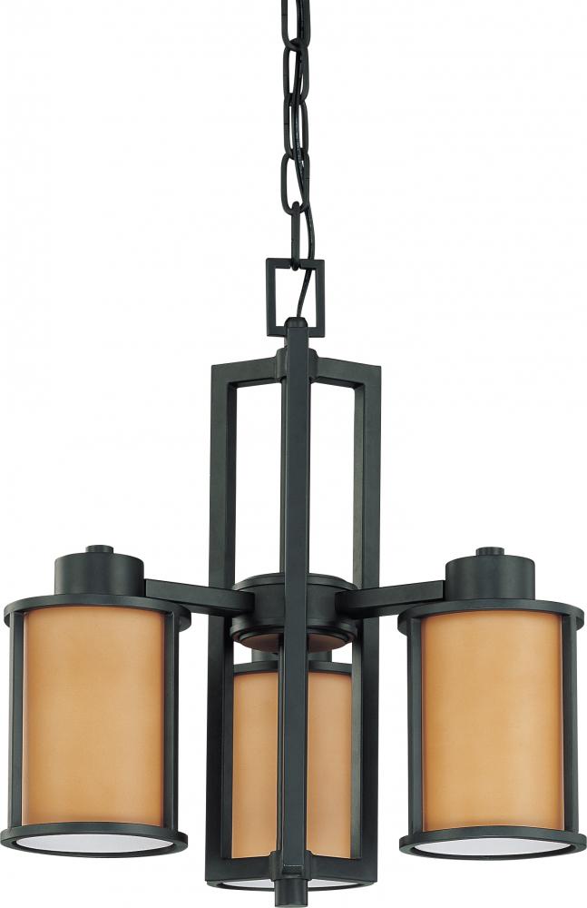 Odeon ES - 3 Light Chandelier w/ Parchment Glass - (3) 13w GU24 Lamps Included