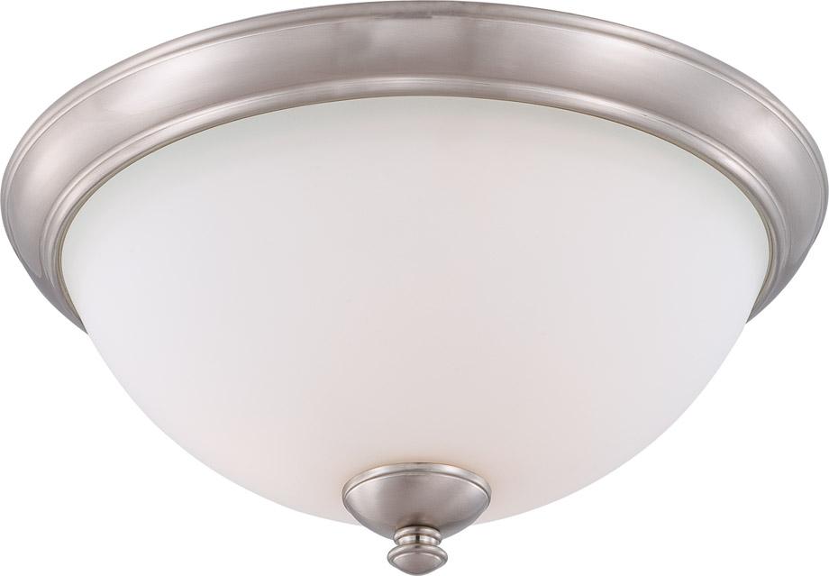 3-Light Flush Mounted Ceiling Light in Brushed Nickel Finish and Frosted Glass