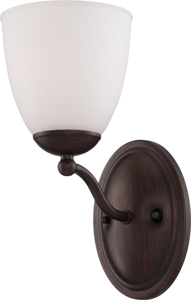 1-Light Wall Mounted Vanity Light Fixture in Prairie Bronze Finish and Frosted Glass