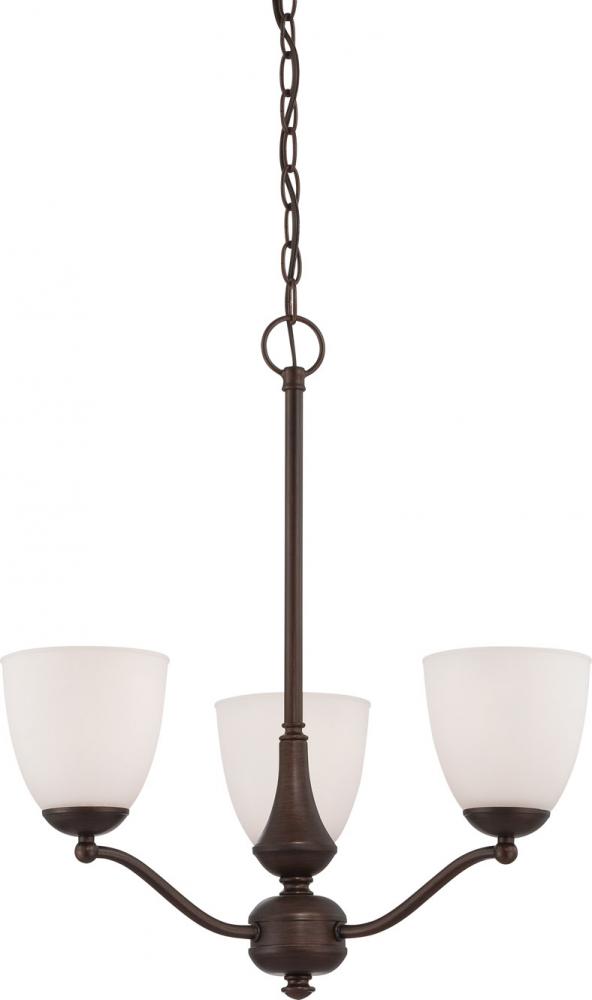 3-Light Chandelier in Prairie Bronze Finish and Frosted Glass