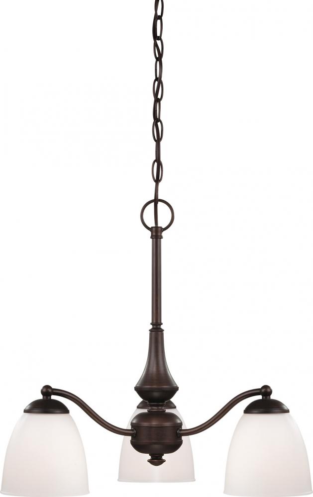 3-Light Chandelier in Prairie Bronze Finish and Frosted Glass