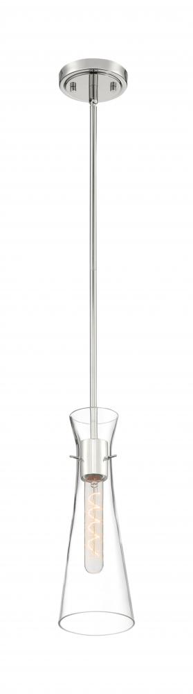 Bahari - 1 Light Mini Pendant with Clear Glass - Polished Nickel Finish