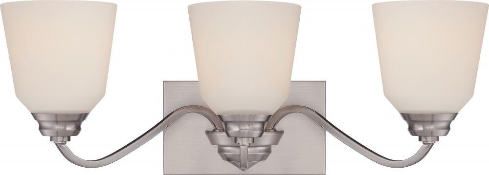 Calvin - 3 Light Vanity Fixture with Satin White Glass - LED Omni Included