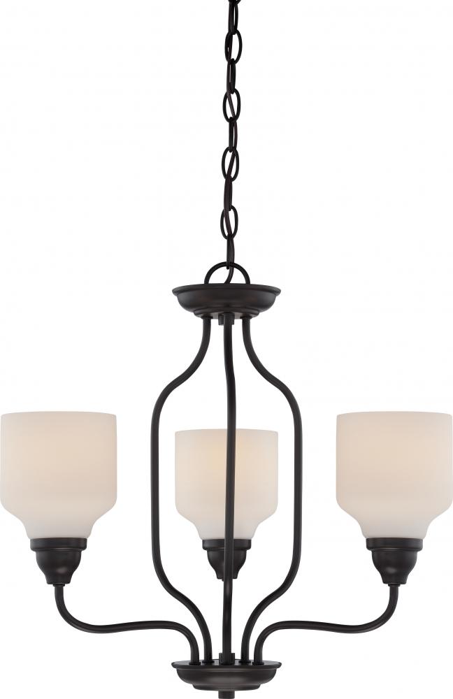 Kirk - 3 Light Chandelier with Satin White Glass - LED Omni Included