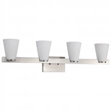 Nuvo 60/8724 - Royale; 4 Light Vanity; Burnished Brass Finish; Ribbed White Glass