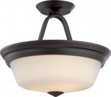 Nuvo 62/374 - Calvin - 2 Light Semi Flush with Satin White Glass - LED Omni Included