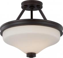 Nuvo 62/434 - Cody - 2 Light Semi Flush with Satin White Glass - LED Omni Included