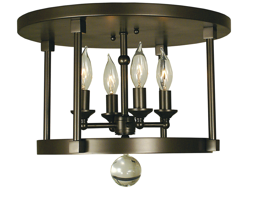 4-Light Brushed Bronze Compass Flush / Semi-Flush Mount