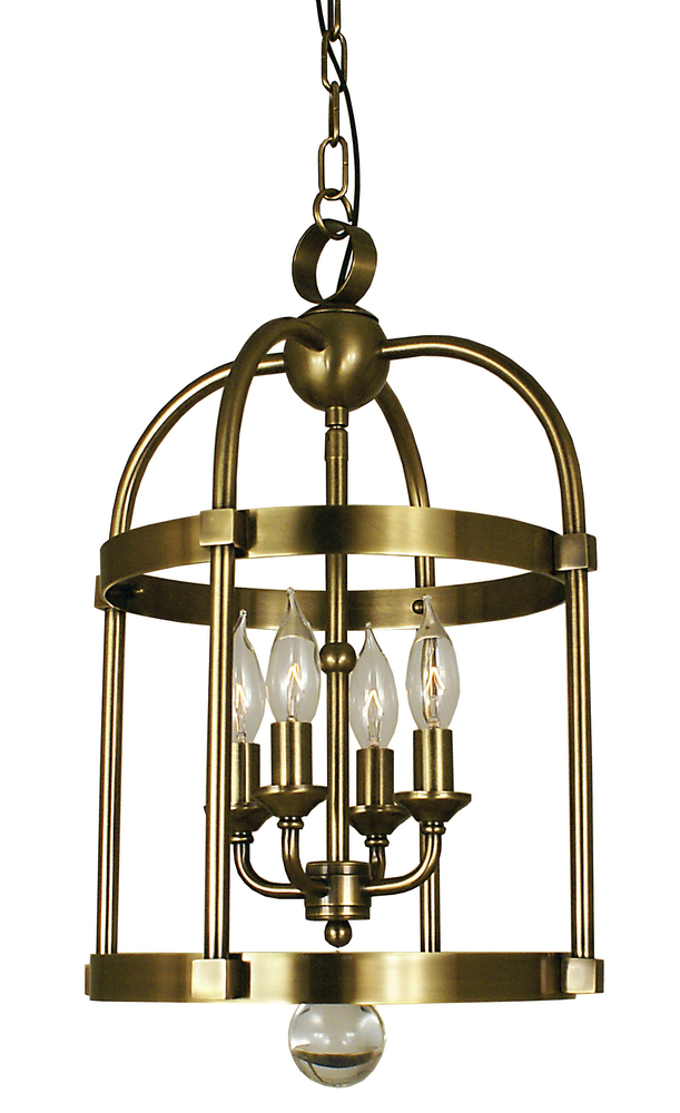 4-Light Antique Brass Compass Mini Chandelier