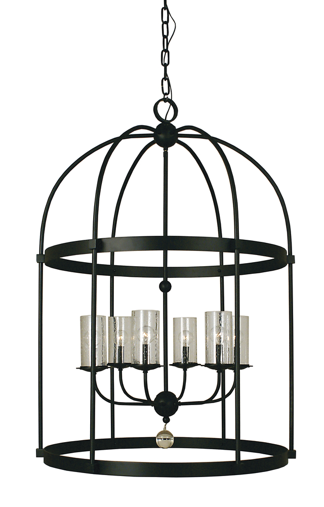 6-Light Mahogany Bronze Compass Foyer Chandelier