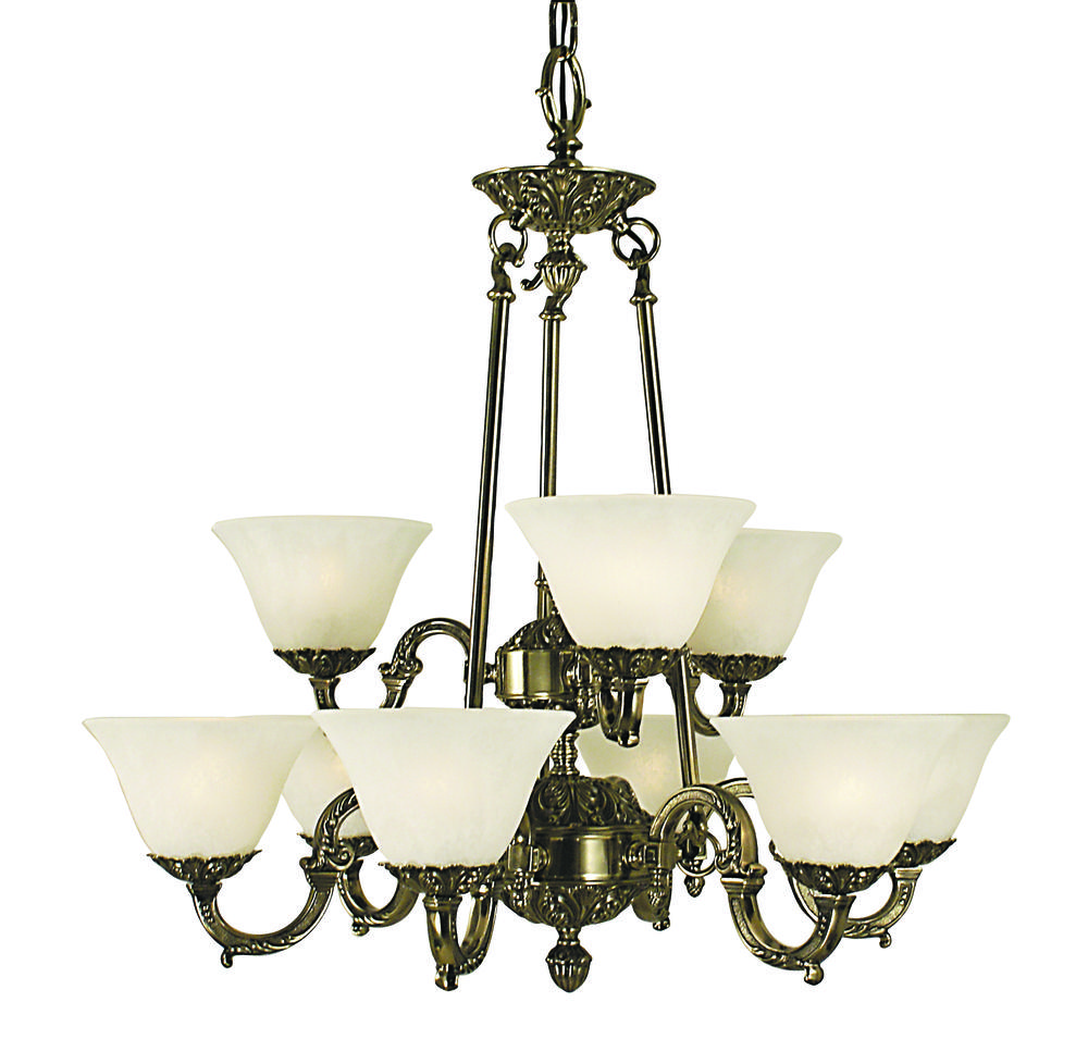 9-Light Mahogany Bronze Napoleonic Dining Chandelier