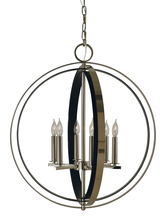 Framburg 4655 PN/MBLACK - 6-Lt Polished Nickel/Matte Black Constellation Pendant