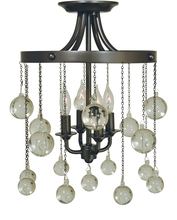 Framburg 4762 SP/PN - 4-Light Satin Pewter/Polished Nickel Falling Stars Small Semiflush