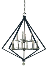 Framburg 4922 PN/MBLACK - 12-Light Polished Nickel/Matte Black Ice Chandelier