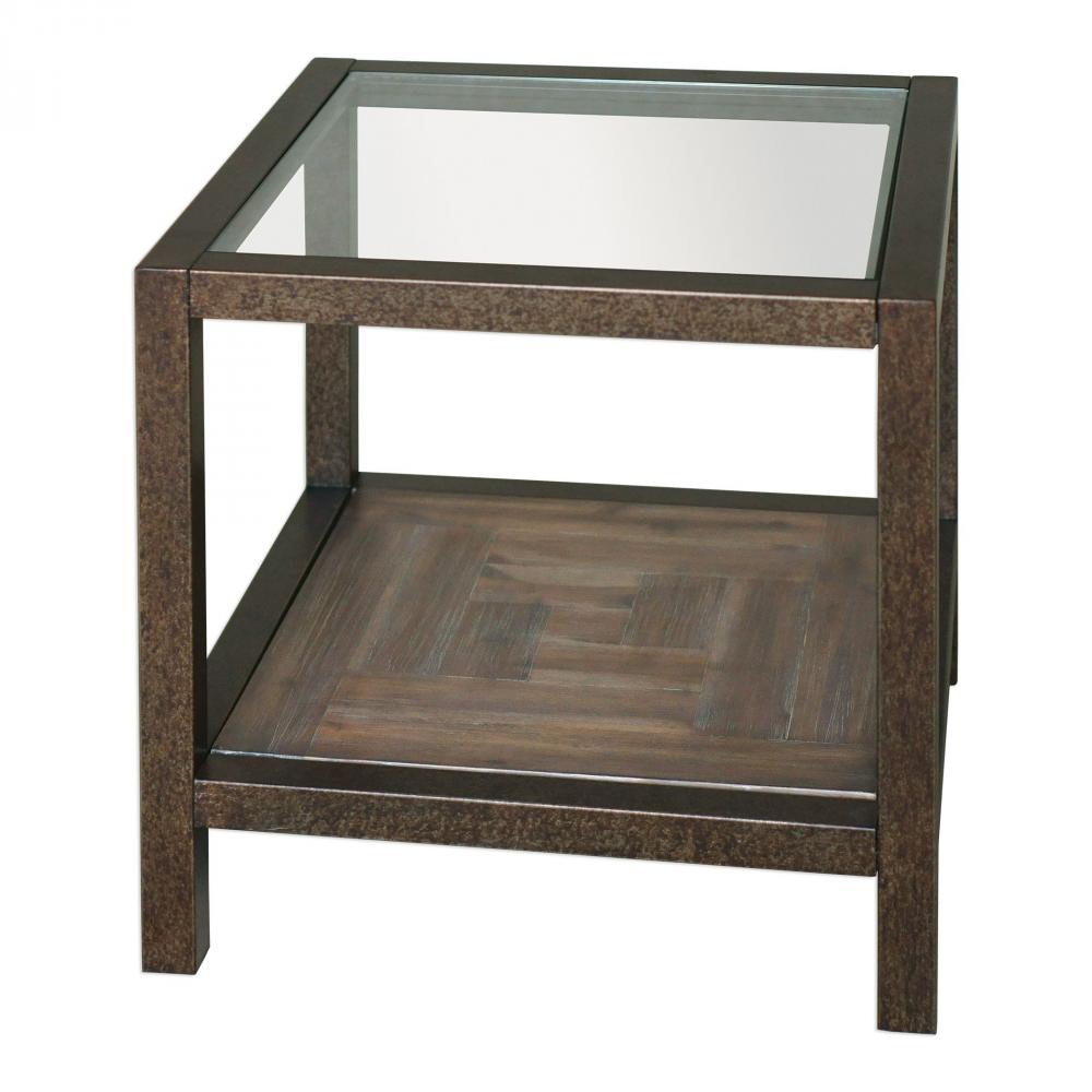 Uttermost Carter Bronze & Glass End Table