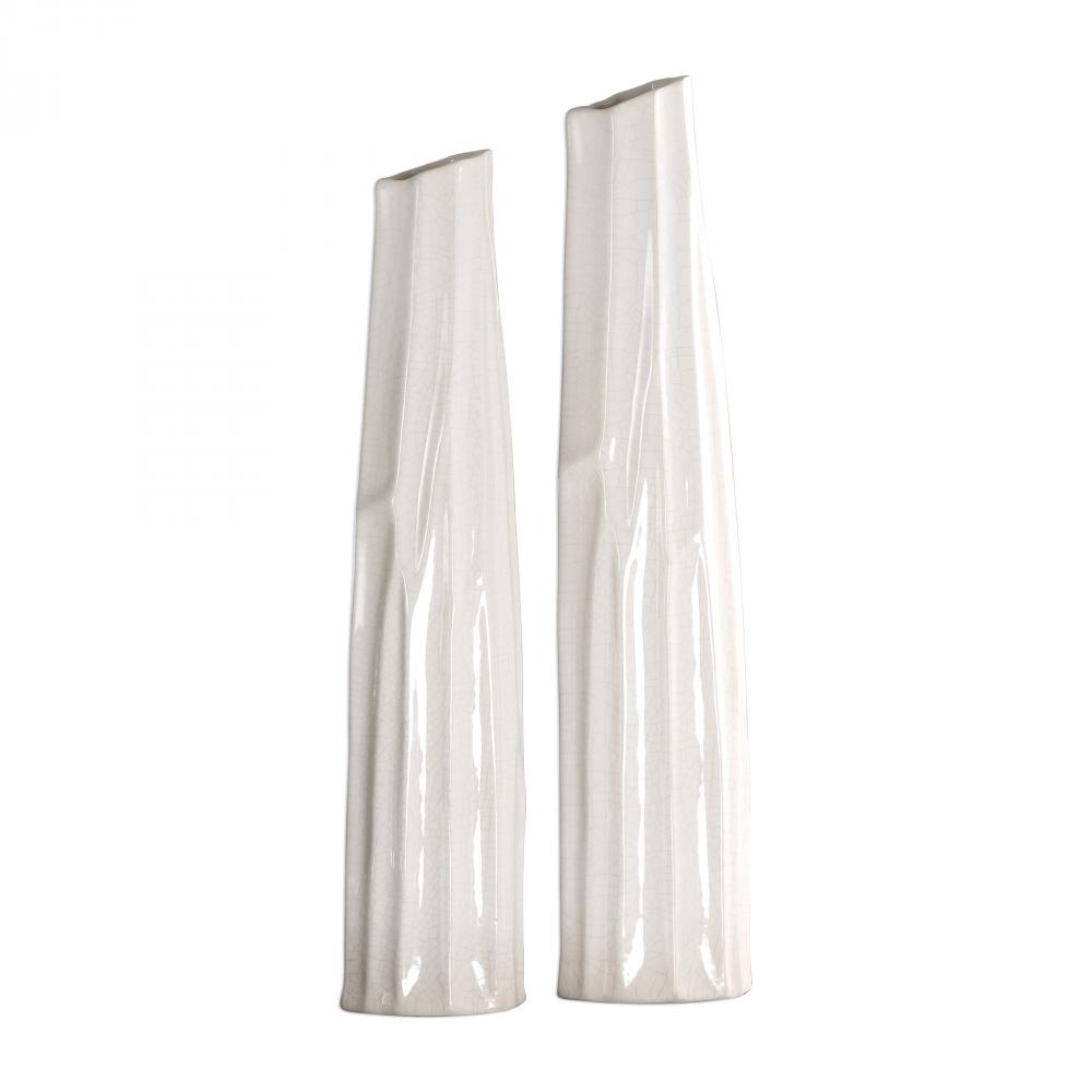 Kenley Crackled White Vases S/2