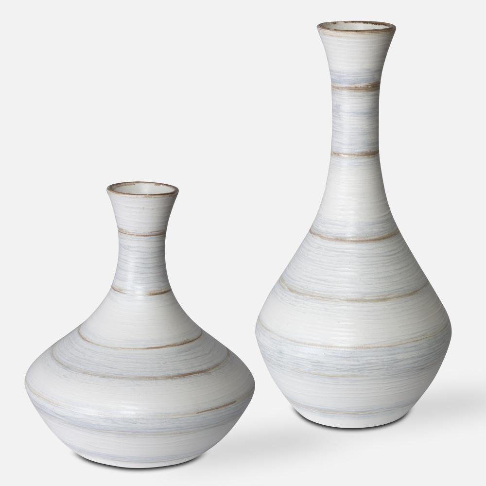 Potter Fluted Striped Vases, S/2