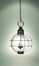 Northeast Lantern 2852-VG-LT3-CSG - Caged Round Hanging Verdi Gris 3 Candelabra Sockets Clear Seedy Glass