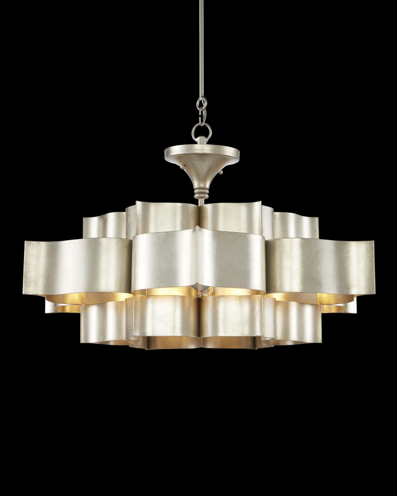 Grand Lotus Large Silver Chandelier